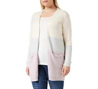 ONLY Women's Queen L/S Long Cardigan KNT Noos Sweater, Ecru/Stripes:W. JADELITE & Wood Rose Melange, Small