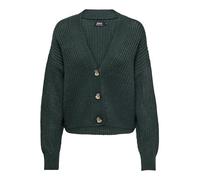 ONLY Women's Short Knitted Cardigan Long Sleeve V-Neck Cardigan Knitted Basic Stretch Sweater ONLCAROL, Colours:DarkGreen, Size:XL