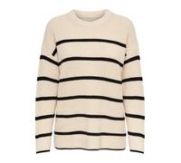 ONLY Women's Onlpernille LS O-Neck KNT Noos Longsleeve T-Shirt, Pumice Stone/Stripes: Black, L