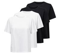 ONLY Womens T-Shirt 4-Pack, Crew Neck, Cotton, Solid, L, Short Sleeve