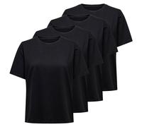 ONLY Womens T-Shirt 4-Pack, Crew Neck, Cotton, Solid, L, Short Sleeve