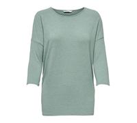 ONLY Women's Thin Knit Sweater 3/4 Sleeve Round Neck Knitted Essential Stretch Jumper ONLGLAMOUR, Colours:Green, Size:S