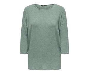 ONLY Women's Thin Knit Sweater 3/4 Sleeve Round Neck Knitted Essential Stretch Jumper ONLGLAMOUR, Colours:Green, Size:XS