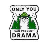 Only You Can Prevent Drama Enamel Lapel Pin - Funny Llama Ranger Hard Enamel Brooch Badge with Forest Theme Humour Design for Jackets, Backpacks, Hats and Lanyards - 3cm x 2.7cm