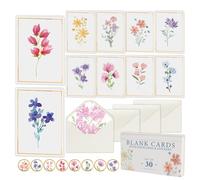 Only Zest 30 Pack Blank Cards and Envelopes - 4 x 6 Inch Floral Greeting Cards for Encouragement, Stationery Set for All Occasions, Blank Note Cards with 10 Unique Designs