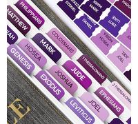 Only Zest Purple Bible Tabs, 90 Large Print Bible Index Tabs for Study Bible, Laminated Easy-to-Read Label, Christian Gift for Women, Men, Kids
