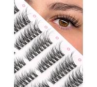 Onlyall Cat Eye Cluster Lashes Individual Natural Eyelashes False Eyelash Extension Wispy Clusters Lash Fluffy DIY Reusable 3D Pre-Mapped 112 Pcs (12-17MM Pre-styled-Foxeye-7Pair) N03