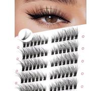 Onlyall Cat Eye Lashes Cluster Natural Individual False Eyelashes Clusters Wispy Lash Extension Fluffy DIY 3D Long Eyelash 98 Pcs (12-17MM Pre-styled-Cateye-7Pair) N01