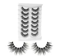 Onlyall Fake Eyelashes Mink Wispy 3D Volume Lashes Faux Mink Fluffy FalseEyelash Round Doll Eye Lash A14 (11MM-16MM)