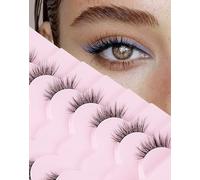 Onlyall Half Eyelashes Thin Black Band Corner Lashes 3/4 Natural Look End Half Lash Wispy Fake Eyelash Pack 7 Pairs C19(8MM-14MM)