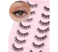 Onlyall Natural Lashes Wispy Eyelashes Natural Look False Eye Lash Flared CuteEyelash Soft Fluffy Manga 7 Pairs D-K08