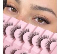 Onlyall Natural Lashes Wispy Strip Eyelashes Natural Looking False Eye Lash Soft Flared Fake Eyelash Fluffy Thin Band Pack 7 Pairs D-K06