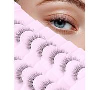 Onlyall Wispy Lashes Natural Look Short Eyelashes Lite Volume Fake Eyelash Soft Eye Lash Pack 7 Pairs D4(5-12MM)