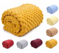 OnlyBee Baby Waffle Blanket 75 x 100 cm - Soft & Breathable Cellular Cot Blanket - Lightweight Baby Blanket for Newborns, Prams & Moses Baskets (Mustard)