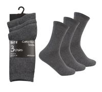 OnlyBee Kids Boys & Girls Back to School Plain Socks - 3 Pairs - Cotton Rich - 3 Colours - 4 Sizes - Ages 2 to 14 (UK, Age, 3 Years, 6 Years, Regular, Grey)