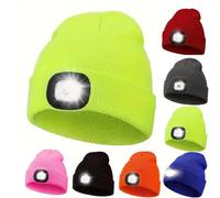 OnlyBee Kids Boys Girls Children Winter Beanie Hat with USB Rechargeable LED Head Torch Light (Yellow)