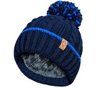 OnlyBee Mens Warm Winter Chunky Ski Bobble Pompom Hat with Cosy Thermal Teddy Fleece Lined