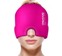 ONLYCARE Migraine Relief Cap, Upgraded Odorless Migraine Ice Head Wrap, Headache Relief Hat for Migraine, Rosy Red
