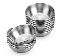 Onlycooker Sauce Cup 12 Piece Condiment Cups 3.2 Inch Stainless Steel Sauce Dish Dipping Bowl Small Seasoning Round Side Dish Bowls Plate for Appetizer Pinch Soy Sushi