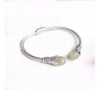 ONLYCT Natural Hetian Jade Gray Jade Magnolia Bracelet Womens Retro Chinese Style Ethnic Style Sterling Silver Bracelet Womens