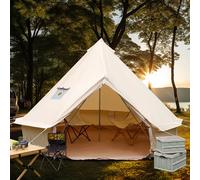 ONLYCTR Bell Tent for Camping, Luxury Cotton Outdoor Tent, Yurt Canvas Tent with Stove Jack, for 4/6/8/10 Person Family 4 Season (10' (3M), Beige)