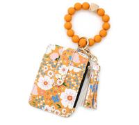 Onlydads Women Boho Beaded Wallet Keychain Wristlet Wallet for Women Tassel Silicone Keychain Card Holder Small Purse Gifts, Yellow, One Size