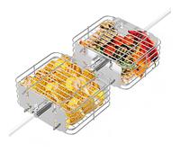 Onlyfire 2-Pack Rectangular Stainless Steel Rotisserie Spit Grill Basket Cage, Fits most Charcoal and Gas grills, Mini Size 7.5 * 7.4 * 3.2 inch