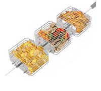 Onlyfire 3-Pack Rectangular Stainless Steel Rotisserie Spit Grill Basket Cage, Fits most Charcoal and Gas grills, Mini Size 7.5 * 7.4 * 3.2 inch