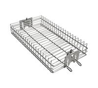 onlyfire 6042 BBQ Stainless Steel Flat Spit Rotisserie Grill Basket for Any Grill, Fits 1/2" Hexagon, 3/8" Hexagon, 3/8" Square&5/16" Square Rotisserie Spit Rods