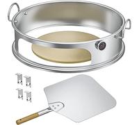Onlyfire BRK-6023 Pizza Oven Conversion Kit for 57 CM/ 22.5” Kettle Grills and Smoker, stainless steel ring with thermometer, pizza stone, aluminum pizza peel