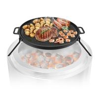 Onlyfire Cast Iron Griddle Plate Grill Top for Solo Stove Bonfire 19.5"& Yukon 27" Fire Pit, φ45cm Round Grill Pan Camping Fire Pit Accessory with Detachable Legs