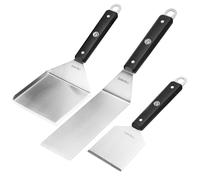 Onlyfire Heavy Duty Grill Spatula & Scraper Set, Includes Large Turner with Raised Edge, Long Spatula & Griddle Scraper, Professional Stainless Steel BBQ Utensils for Smash Burgers & Flat Top Grill