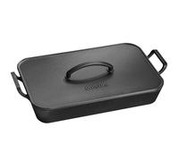 Onlyfire Large Cast Iron Dutch Oven, Rectangular Casserole Dish with Lid, Heavy Duty Cast Iron Pot for Bread, Braising & Roasting, 49 * 26.5 * 7 CM