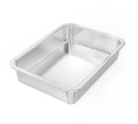 onlyfire Non-Stick Deep Roasting Tin, Stainless Steel Roasting Tray for Gas/Charcoal Grill and Oven, 35.7 x 26.5 x 7 cm