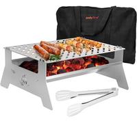 Onlyfire Portable Barbecue Grill, Stainless Steel Charcoal BBQ Detachable Grilling System with Tongs & Cover for Outdoor Picnic, Camping, Travel 14"x12.2"x6"