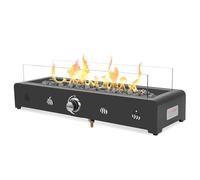 Onlyfire Rectangular Tabletop Gas Fire Pit, 6.5KW Outdoor Gas Heater with Lava Rocks & Glass Wind Guard, Propane Fire Pit for Patio, Backyard and Outdoor, Bottom Mounted