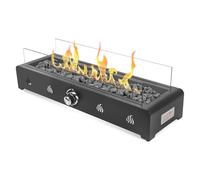 Onlyfire Rectangular Tabletop Gas Fire Pit, 6.5KW Outdoor Gas Heater with Lava Rocks & Glass Wind Guard, Propane Fire Pit for Patio, Backyard and Outdoor
