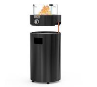 Onlyfire Round Gas Fire Pit, Detachable Outdoor Patio Heater with Lava Rocks, Glass Wind Guard & Wheels, for Patio Backyard Outdoor Restaurant, 6.85kW