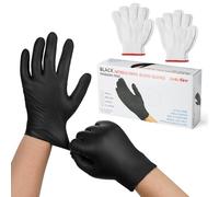 Onlyfire Set of 4 Cotton Glove Liners and 100 Nitrile Gloves, Latex Free Disposable Gloves, Cooking Mitts for Grilling, Barbecue, Baking and Cooking