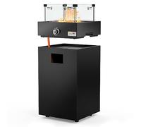 Onlyfire Square Gas Fire Pit, Detachable Outdoor Patio Heater with Lava Rocks, Glass Wind Guard & Wheels, for Patio Backyard Outdoor Restaurant, 6.85kW