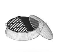 Onlyfire Stainless Steel Shield & Cast Iron Griddle Plate Set for Solo Stove Bonfire 19.5" Firepit, Spark Guard Mesh Screen & Grill Grate and Griddle Pan 2 in 1 for Fire Pit Safety & BBQ Accessory