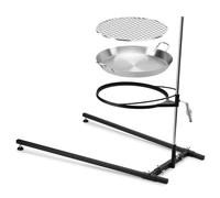 Onlyfire Swivel Campfire Grill with Stand, 2-in-1 Portable Outdoor Fire Pit Grill with 17" Stainless Steel Cooking Grate & 18" Iron Griddle Pan for Outdoor Open Fire, Camping, Backyard, and Picnic