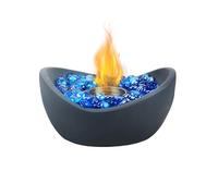 Onlyfire Tabletop Ethanol Fireplaces with Extinguisher Lid & Glass Stones, 10" Oval Fire Bowl with Non-Slip Pad, Portable Smokeless Fire Pit for Outdoor & Indoor, Home Garden Balcony, Dark Grey