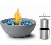 Onlyfire Tabletop Ethanol Fireplaces with Extinguisher Lid & Glass Stones, 10" Round Fire Bowl with Non-Slip Pad, Portable Smokeless Fire Pit for Outdoor & Indoor, Home Garden Balcony, Grey