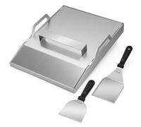 Onlyfire Universal Stainless Steel Griddle Plancha with Lid and BBQ Spatula Set for Gas Grill, Heavy Duty Griddle Plate for Outdoor Cooking & Barbecue