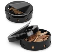 Onlyfire Wood Chip Smoker Box, 2 Pcs BBQ Smoker Box with Lid for Charcoal & Propane Gas Grill, Black