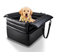 Onlyfly Dog Car Seat Medium Sized : PU Leather Waterproof Booster Seat with Safety Leash for Pets Up to 45lbs - Travel & Home Use Front & Back Seat Pet Bed for Pet Owners