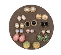 ONLYJUMP 12 Pairs Boho Stud Earrings Set for Women Vintage Bohemian Assorted Stud Earring Handmade Gemstone Oval Round Flower Earrings Turquoise Earrings Trendy Jewelry Gift, Large, Alloy Steel, No