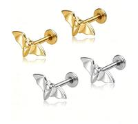 ONLYJUMP 2pairs Bat Stud Earring for Women Surgical Steel Flat back Stud Minimalist Bat Cute Animal Internally Threaded Helix Earrings Halloween Jewelry Gift, M, Acrylic, No Gemstone