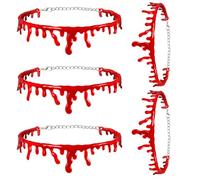 ONLYJUMP 5Pcs Gothic Dripping Blood Choker for Man Women Vampire Neck Cut Bleeding Bloody Horror Scary Punk Halloween Red Necklace Cosplay Party Costume Holiday Jewelry Gift, One size, Metal Resin